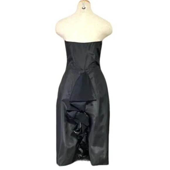 Betsey Johnson Evening Dress Size 4 Black Cocktail Strapless Black Ruffle Back - Picture 5 of 16